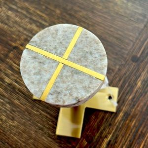 Anthropologie Marble Gold Curtain Holder